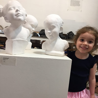 Commission, Ivy with her three portraits, plaster